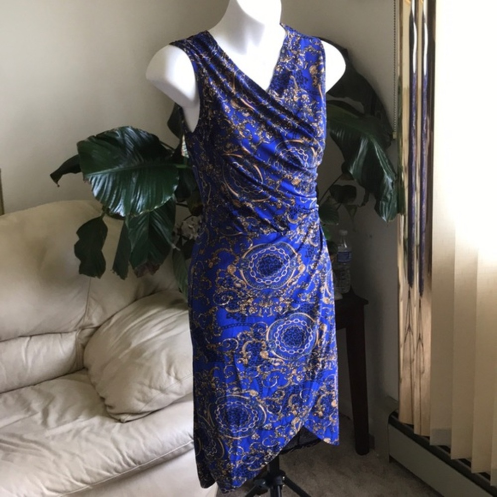Royal Brocade Print Bodycon Stretch fit Dress Med